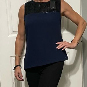 Armani exchange small navy blue and black blouse